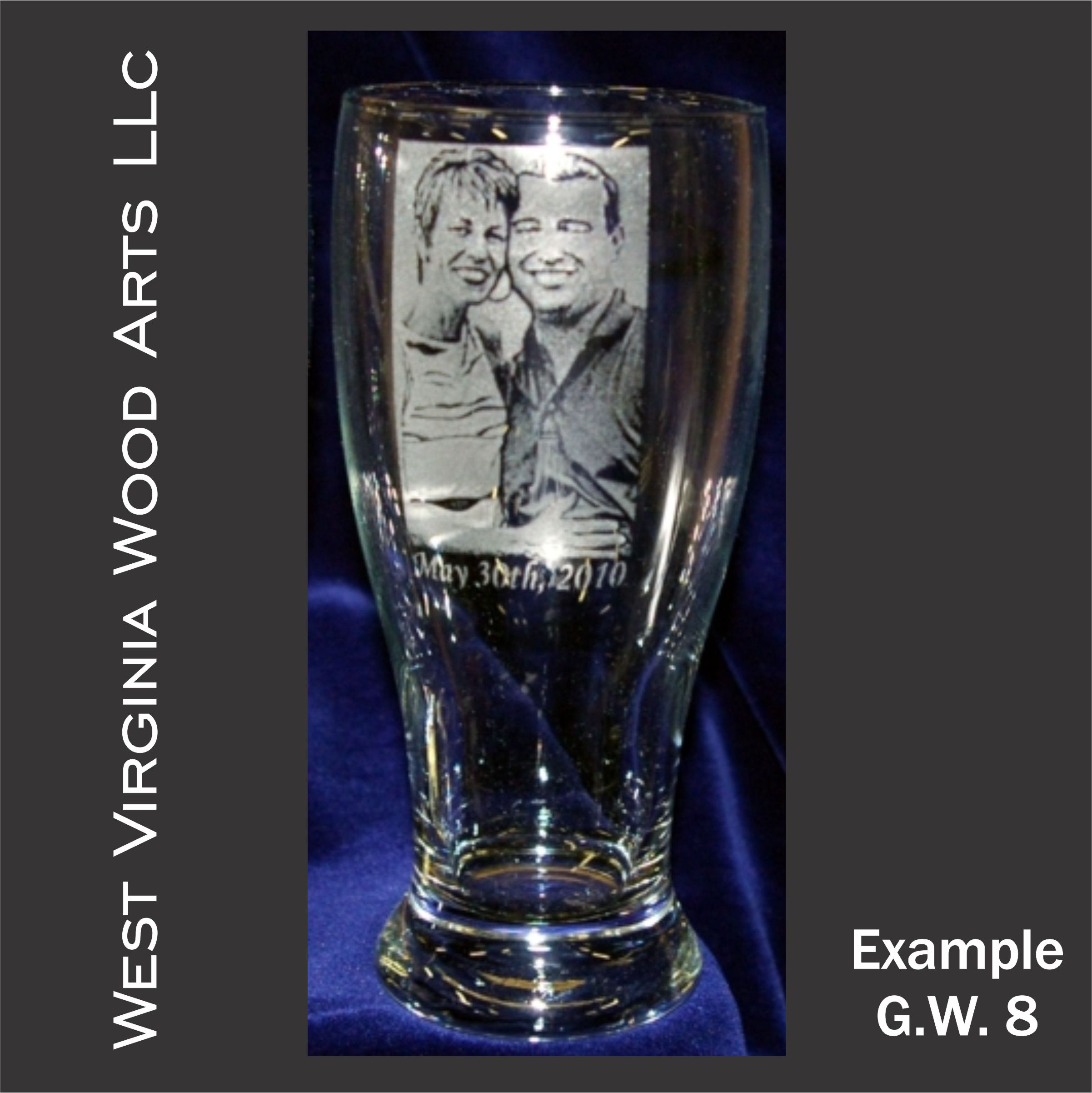 Personalized glassware main example with photo engraving