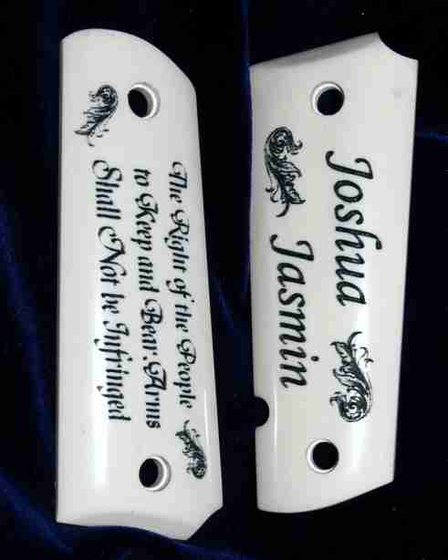 2nd Amendment Engraved 1911 Grips With Balck Fill