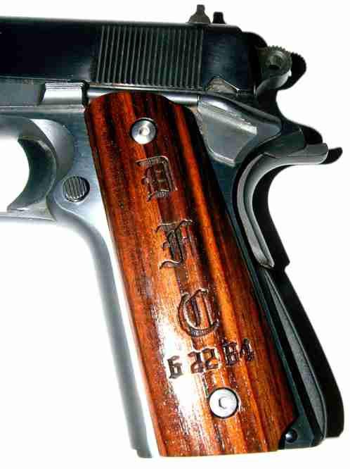 Mounted Rosewood Full Size Grips With Initials And Date