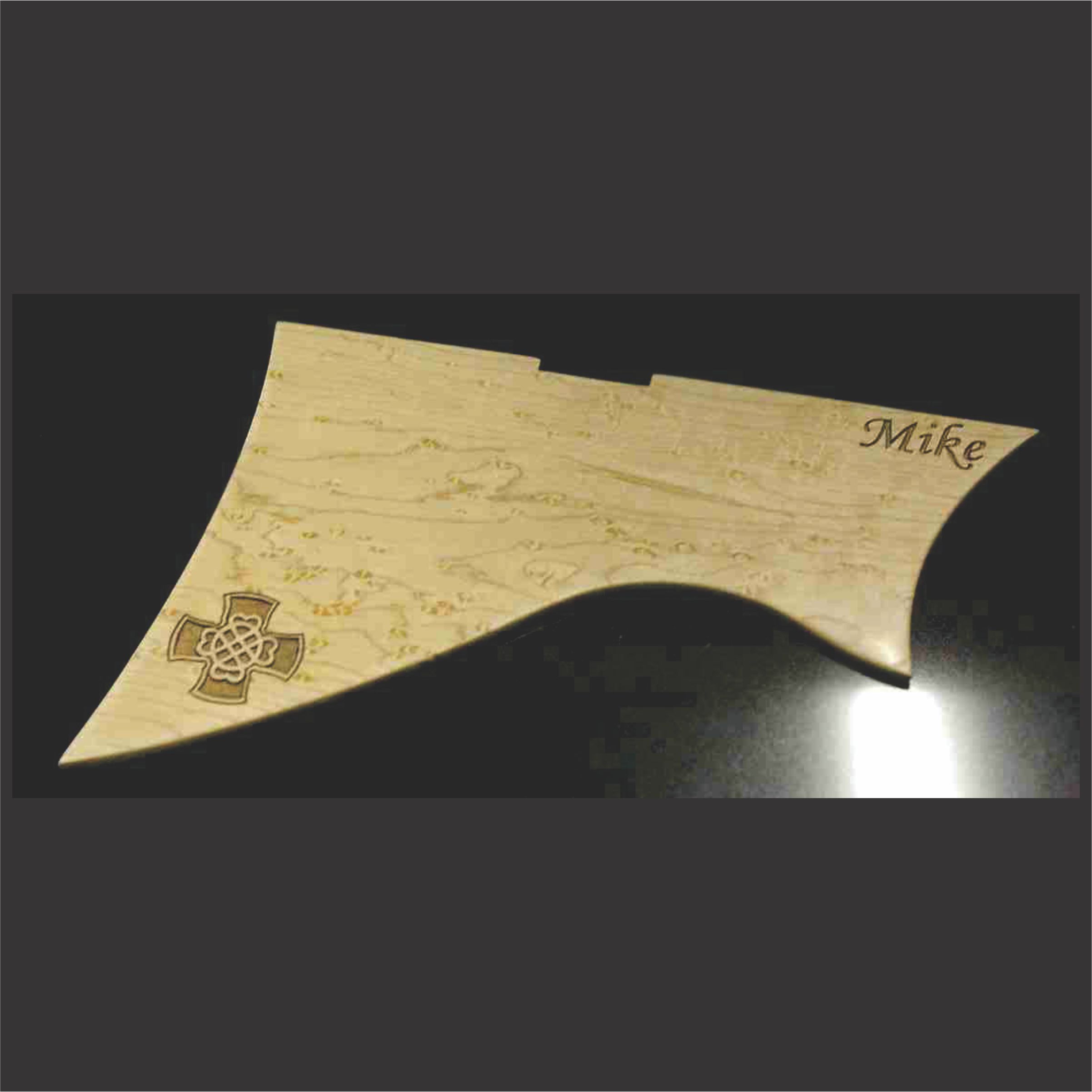 Custom Cut Birdseye Maple Pickguard With Celtic Knot Engraving