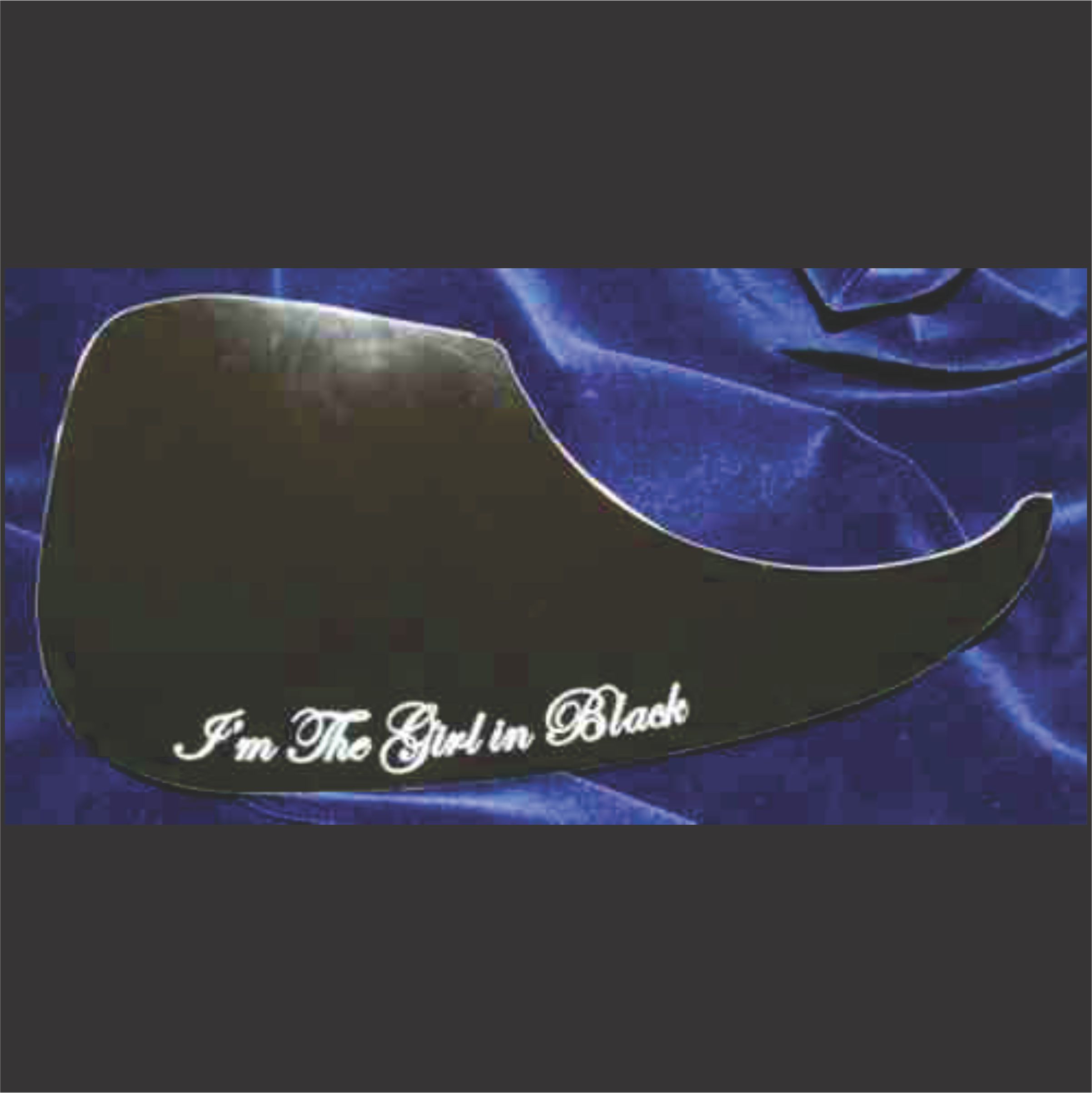 Black And White Plastic Pickguard With Wording Engraved