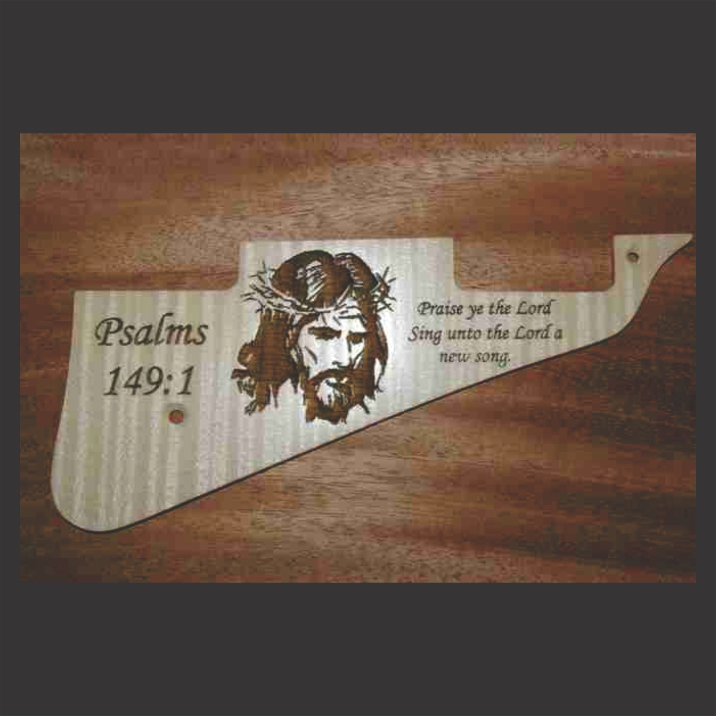 Flame Maple Pickguard With Jesus Graphic Centered