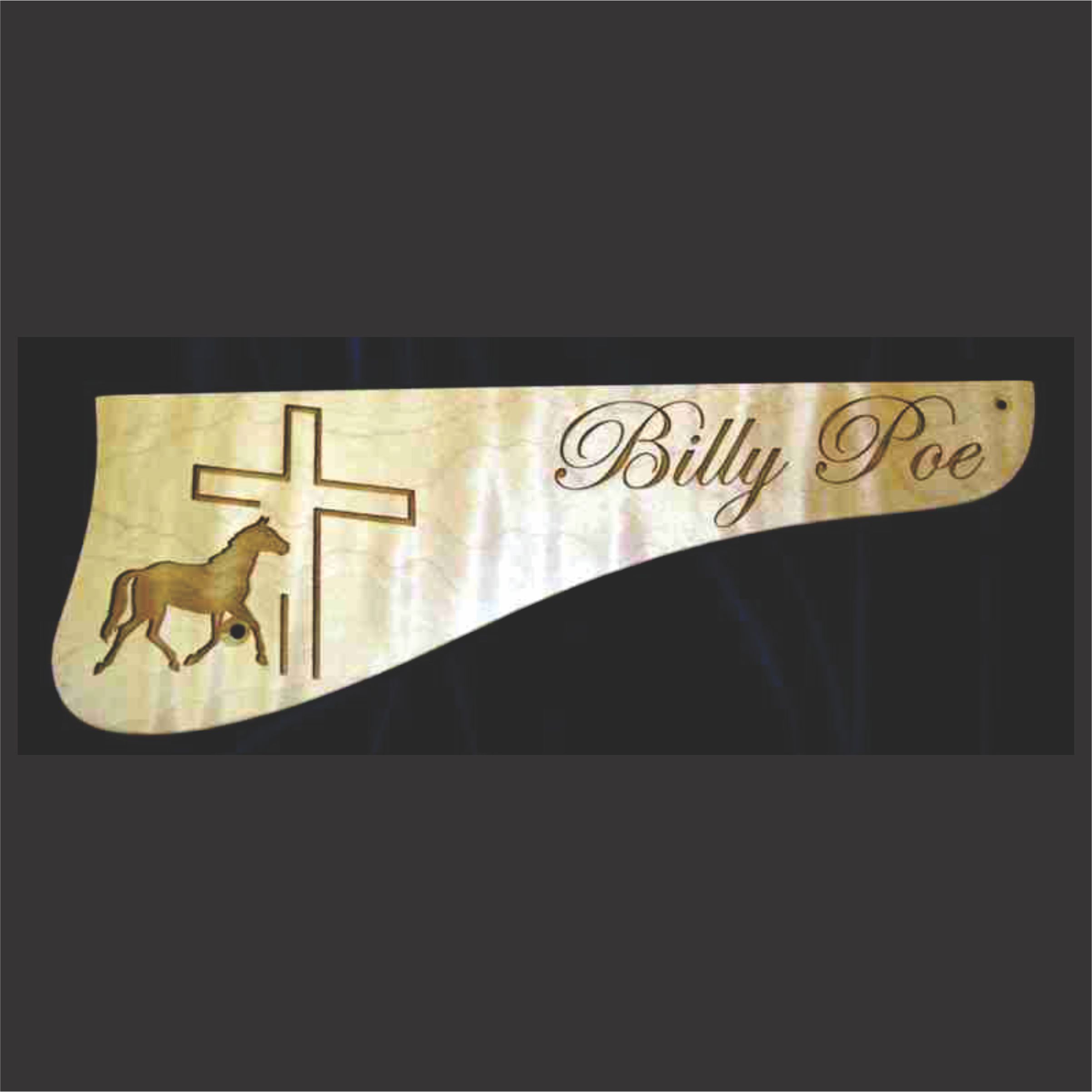 Horse And Cross Engraved High Quality Flame Maple Pickguard